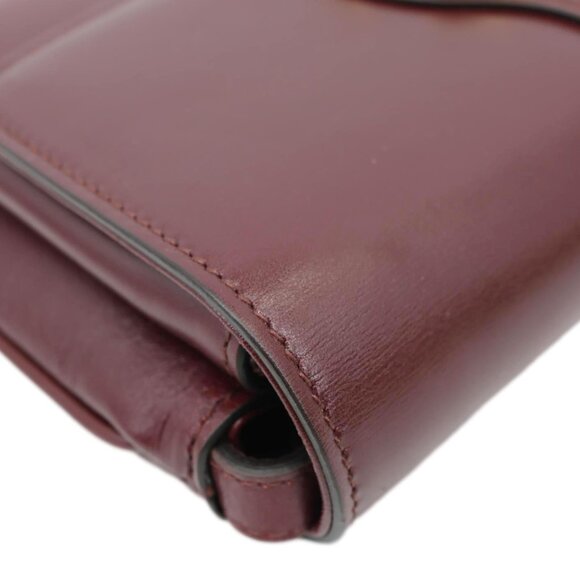 Gucci  Arli Flap Small Vitello Palmellato Lux Leather Crossbody Bag Burgundy - Picture 8 of 15